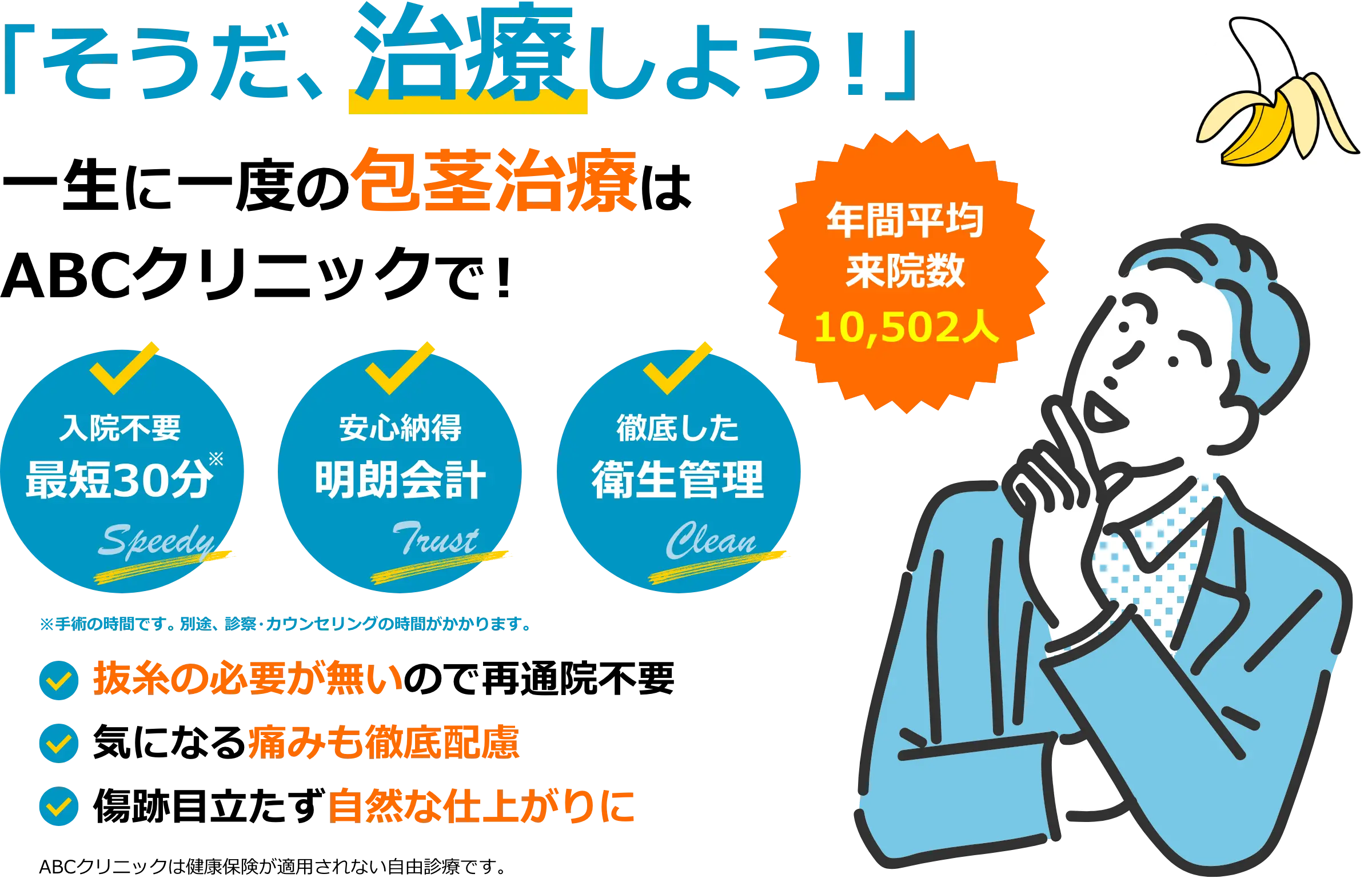 「そうだ、治療しよう!」一生に一度の包茎治療はABCクリニックで!