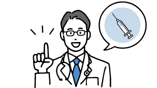 痛みに徹底配慮しますと提案しているような医師のイラスト