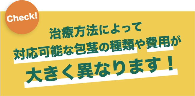 治療方法によって対応可能な包茎の種類や費用が大きく異なります！